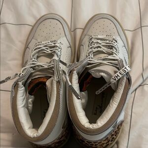 Vintage Havana High-Top Sneakers with Perforated Design- Size 8.5